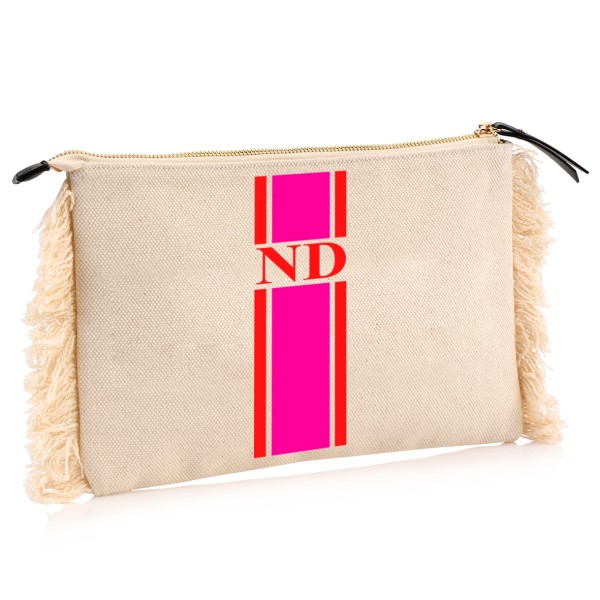 NISAWI Clutch "Stripes Rot/Neonpink" natur