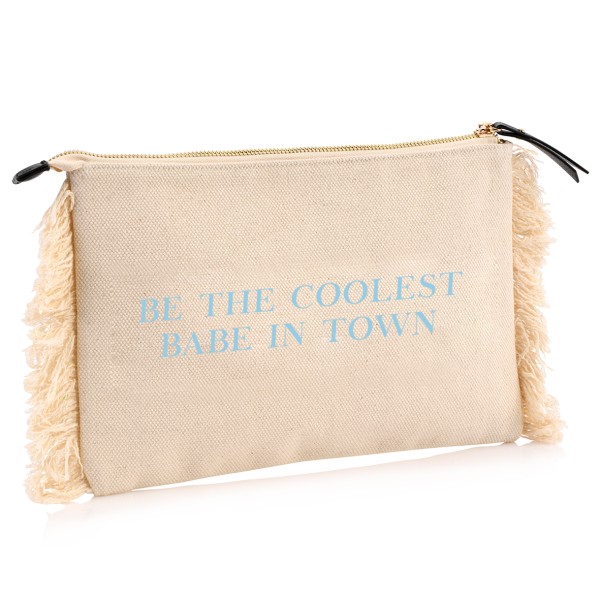 NISAWI Clutch "Coolest babe in town (hellblau)" natur