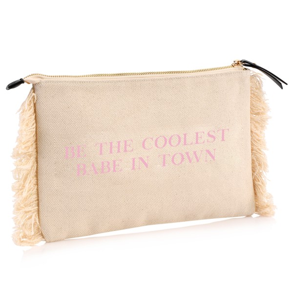 NISAWI Clutch "Coolest babe in town (rosa)" natur