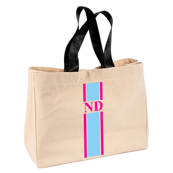 NISAWI Shopper "Neonpink/Hellblau Stripes" natur